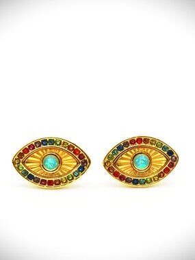 KURT GEIGER LONDON Rainbow Evil Eye Stud Earrings